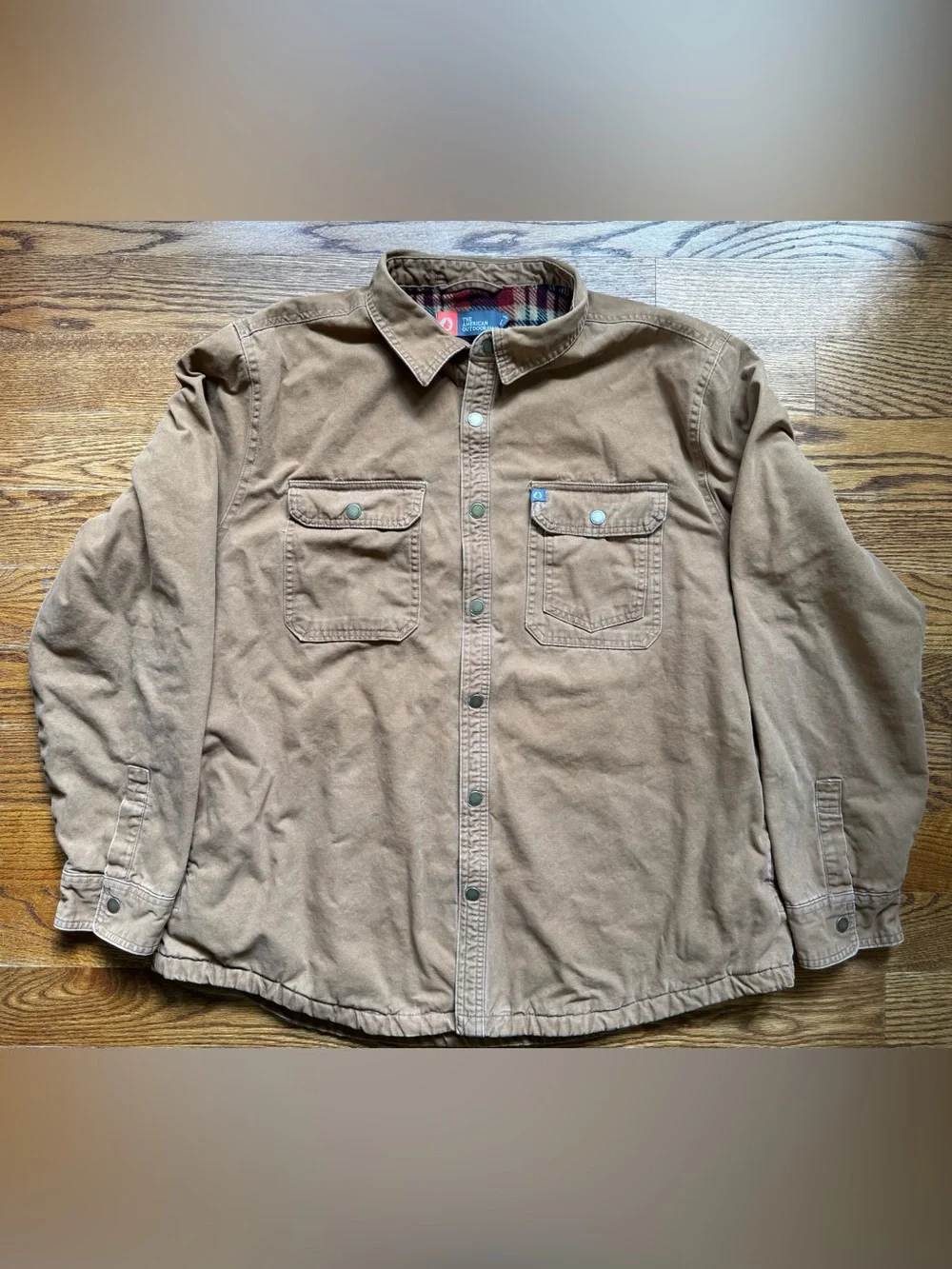 American Outdoorsman Mens XXL Brown Canvas Fleece Lined Shirt Jacket Workwear
